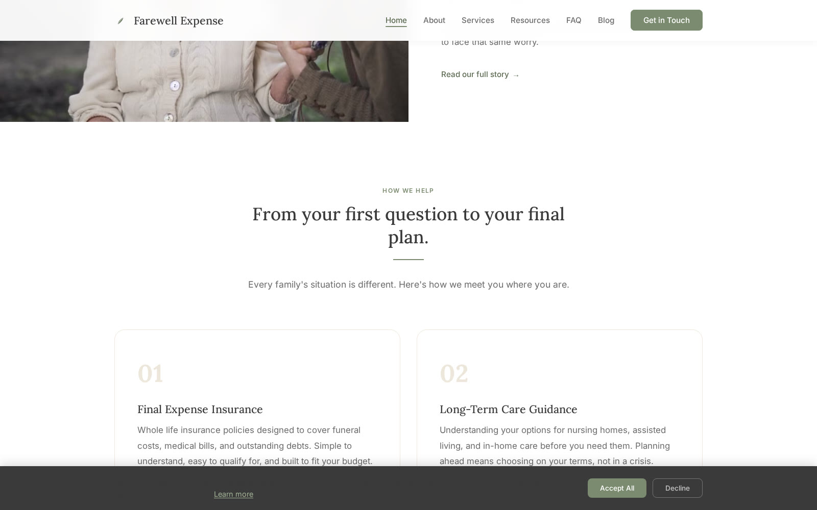 Farewell Expense site section