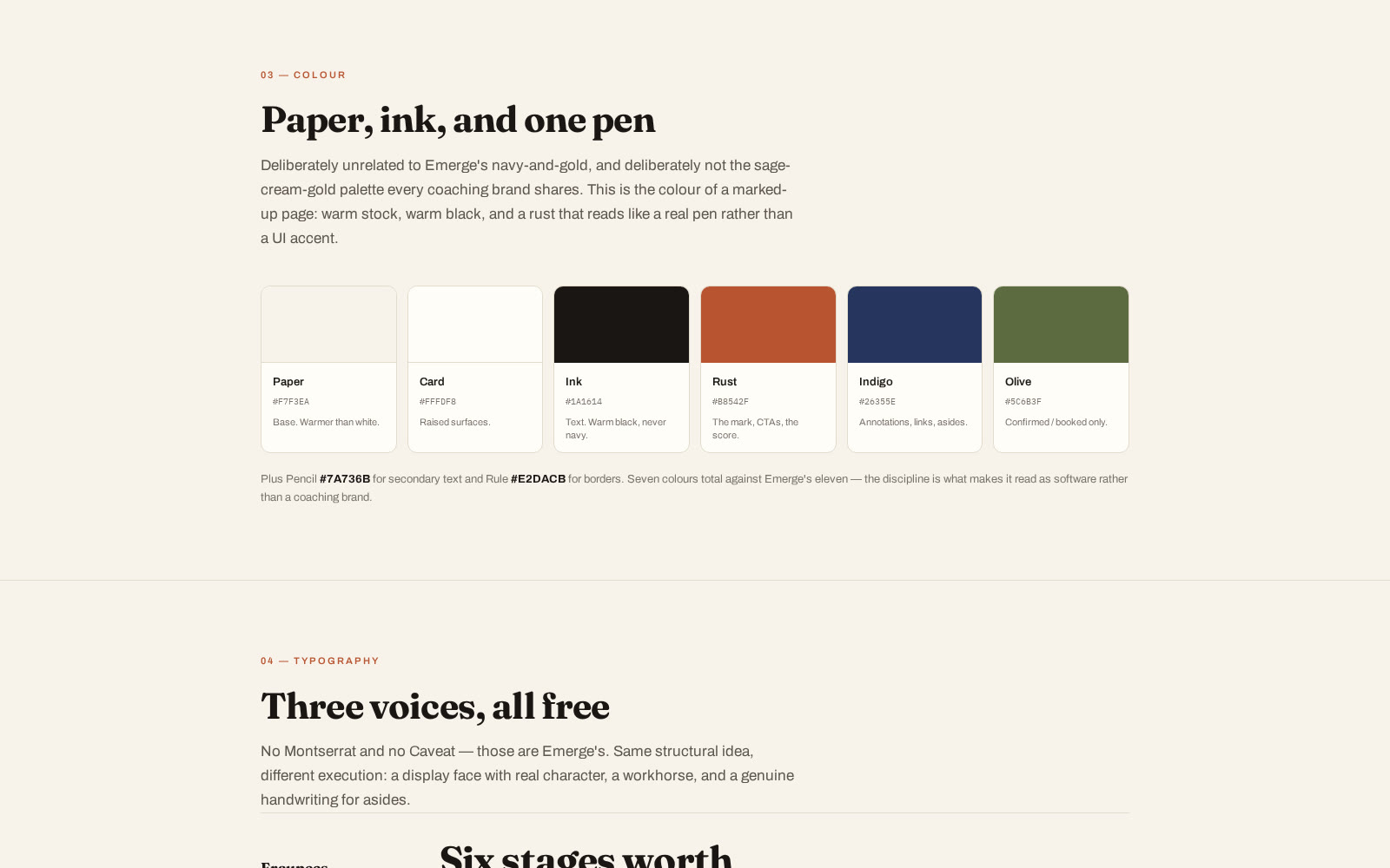 StageScouter palette and typography
