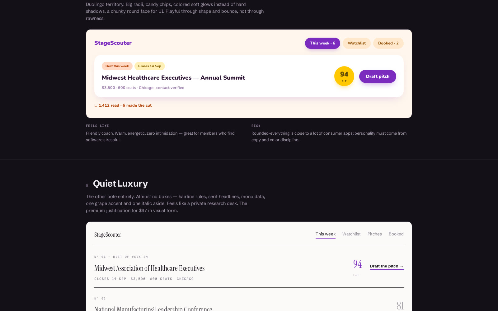 StageScouter UI directions